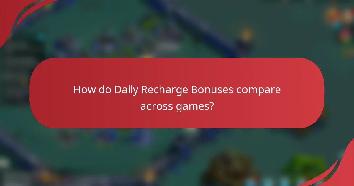 How do Daily Recharge Bonuses compare across games?