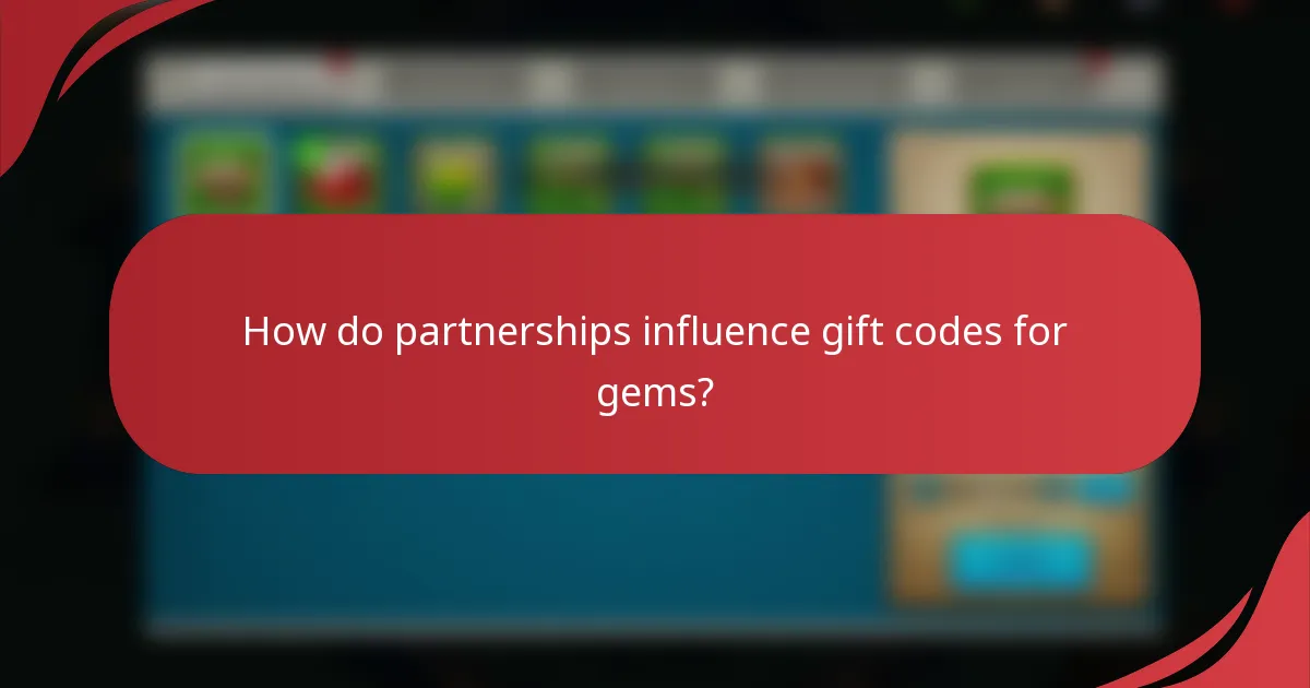 How do partnerships influence gift codes for gems?