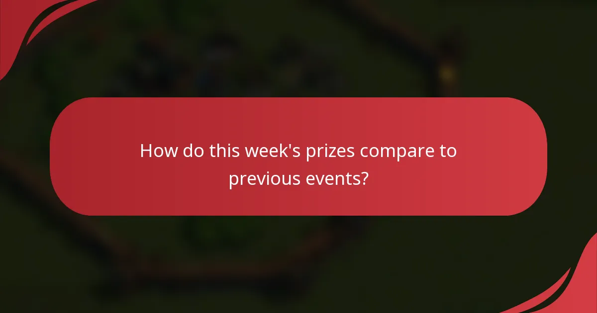 How do this week's prizes compare to previous events?