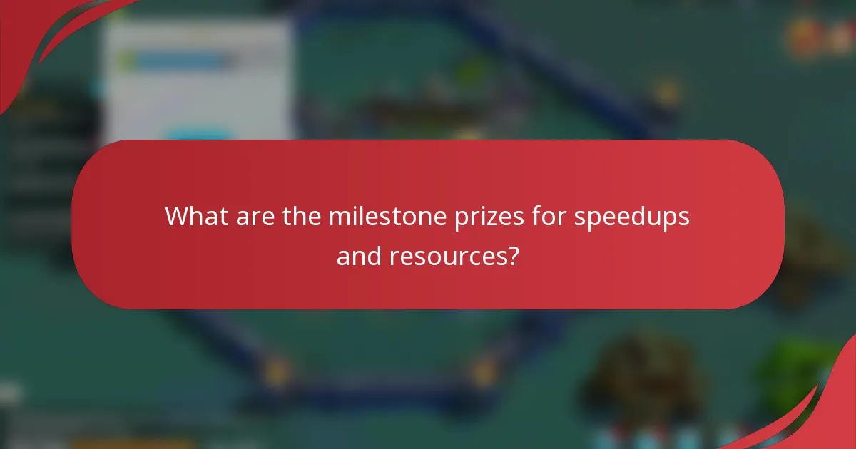 What are the milestone prizes for speedups and resources?
